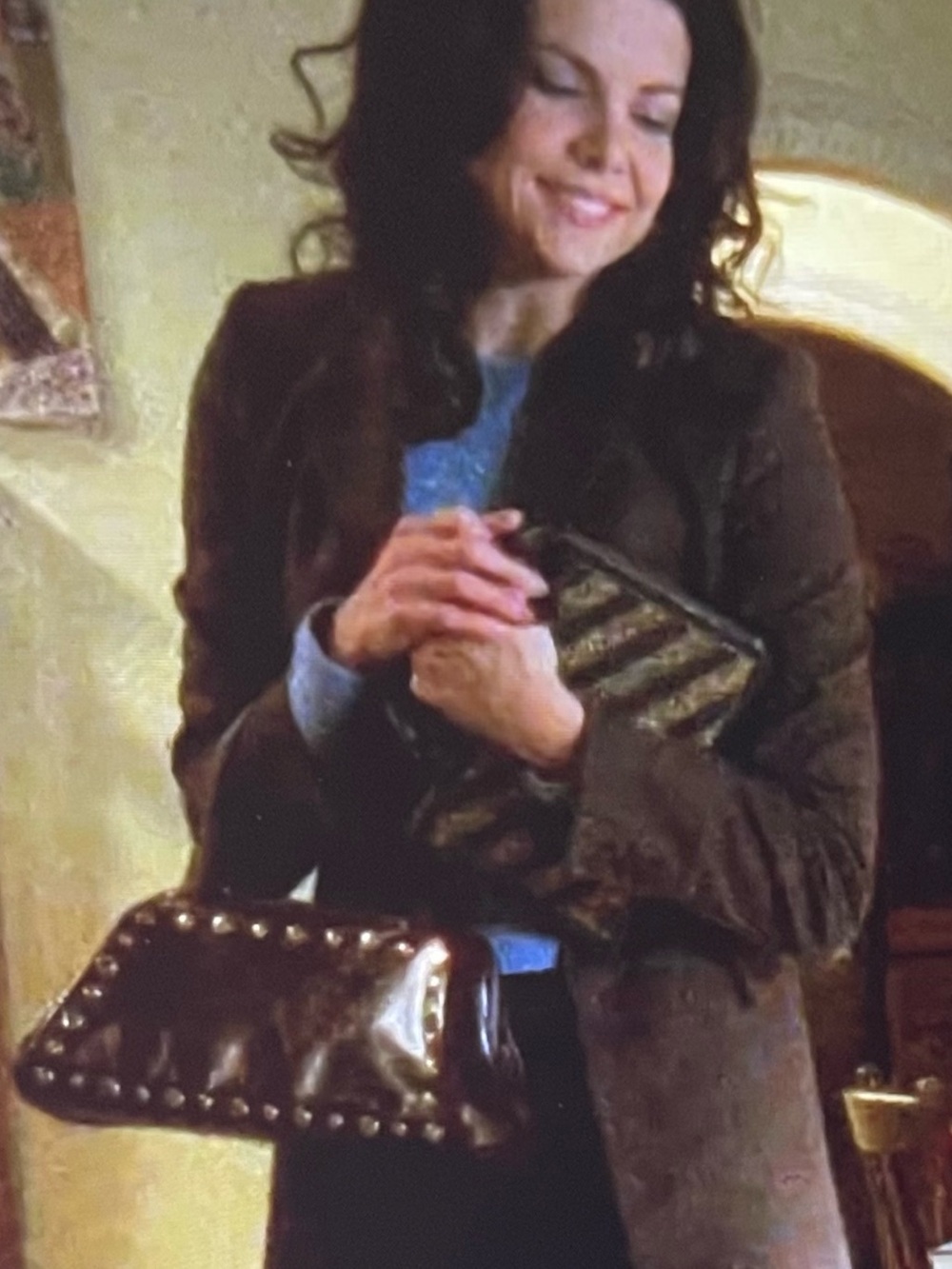 Y2K Lorelai Gilmore Girls Inspired Croc Embossed Vegan Leather East West Handbag